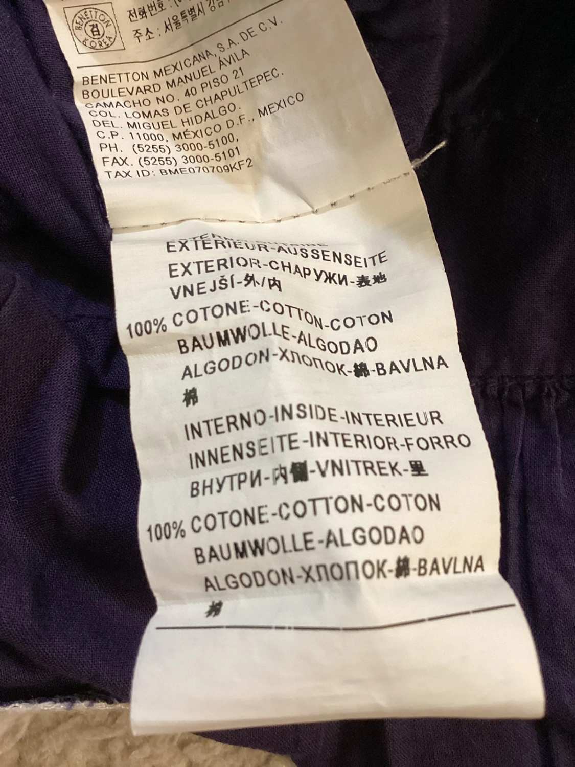 Robe Benetton Violet et Blanc - Taille 3A-4A