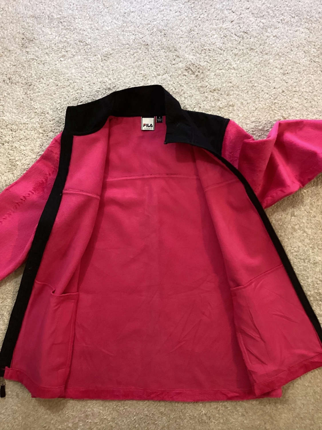💖🖤 Veste Polaire Fila Sport - Fuchsia & Noir - Taille S
