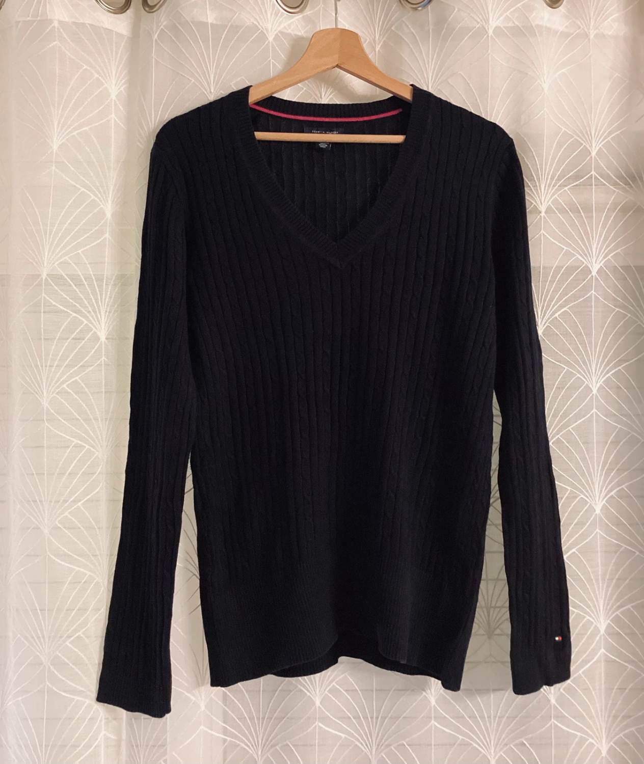 🖤 Sweat Câblé Tommy Hilfiger - Noir - Col V - Taille L/G
