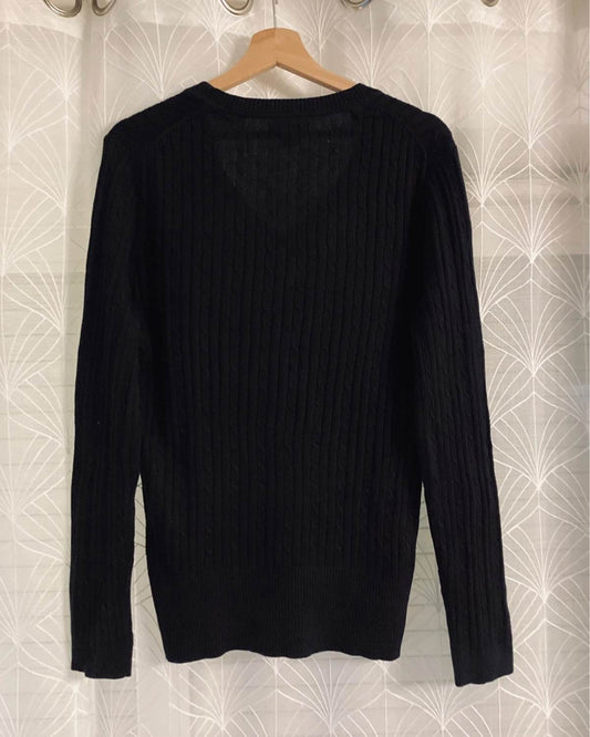 🖤 Sweat Câblé Tommy Hilfiger - Noir - Col V - Taille L/G