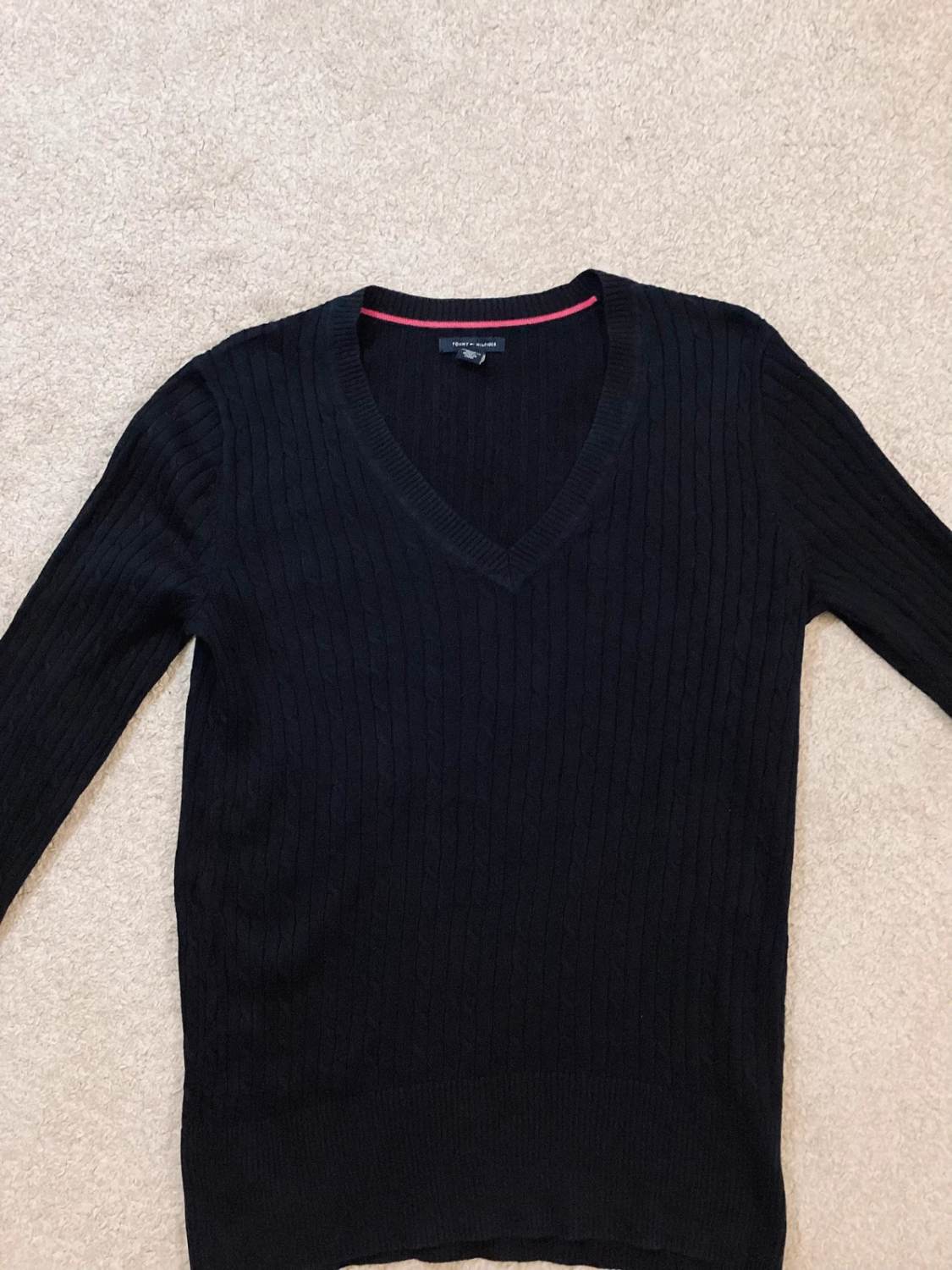 🖤 Sweat Câblé Tommy Hilfiger - Noir - Col V - Taille L/G