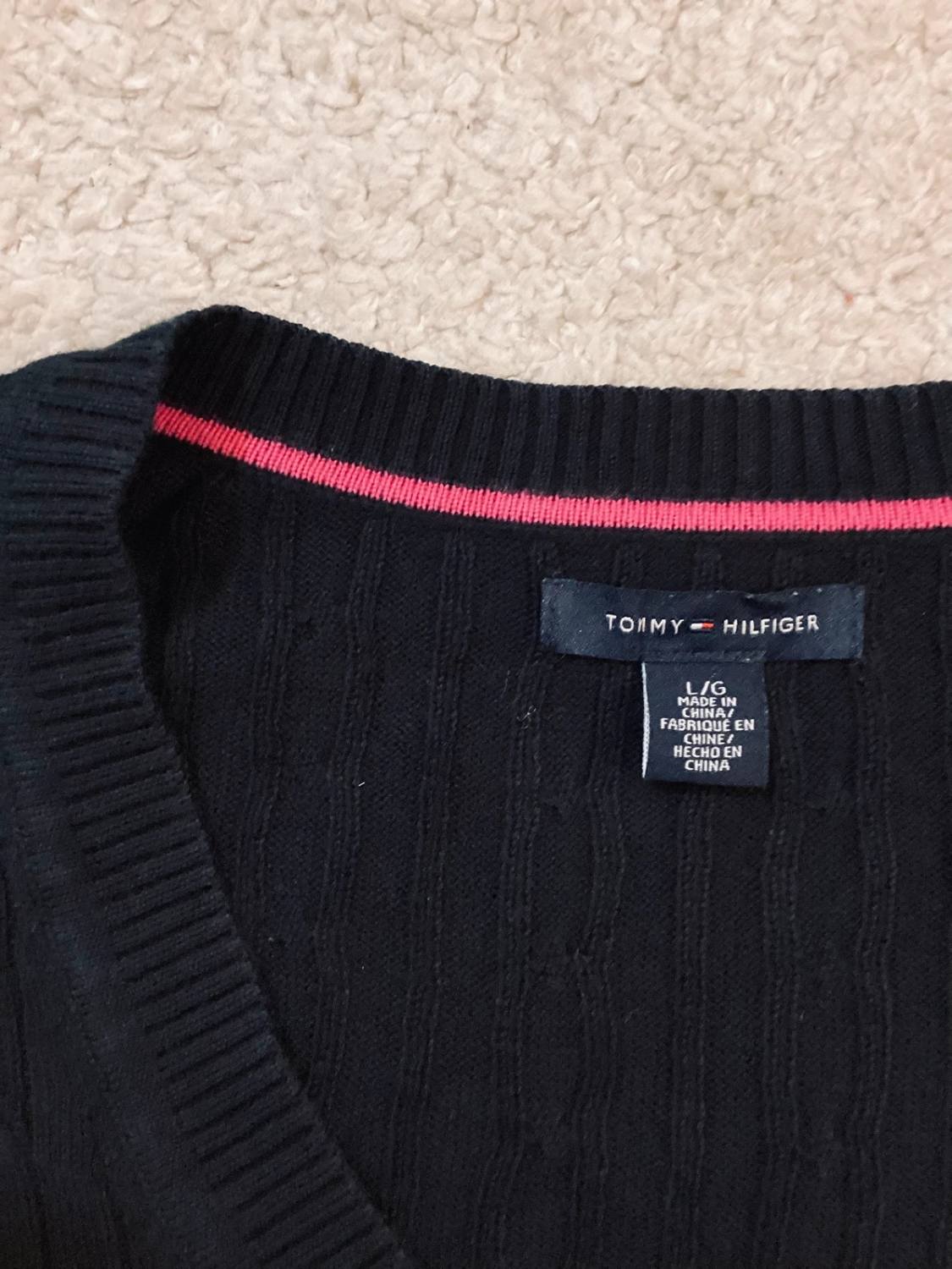 🖤 Sweat Câblé Tommy Hilfiger - Noir - Col V - Taille L/G