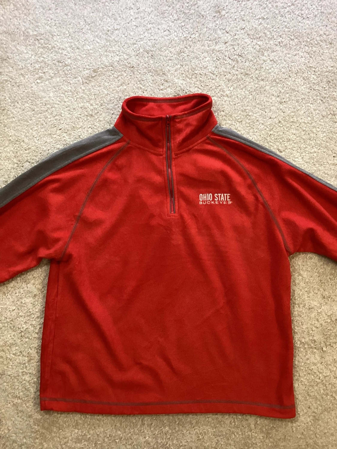 🔴🐘 Pull Polaire Start - Rouge & Gris - Taille L