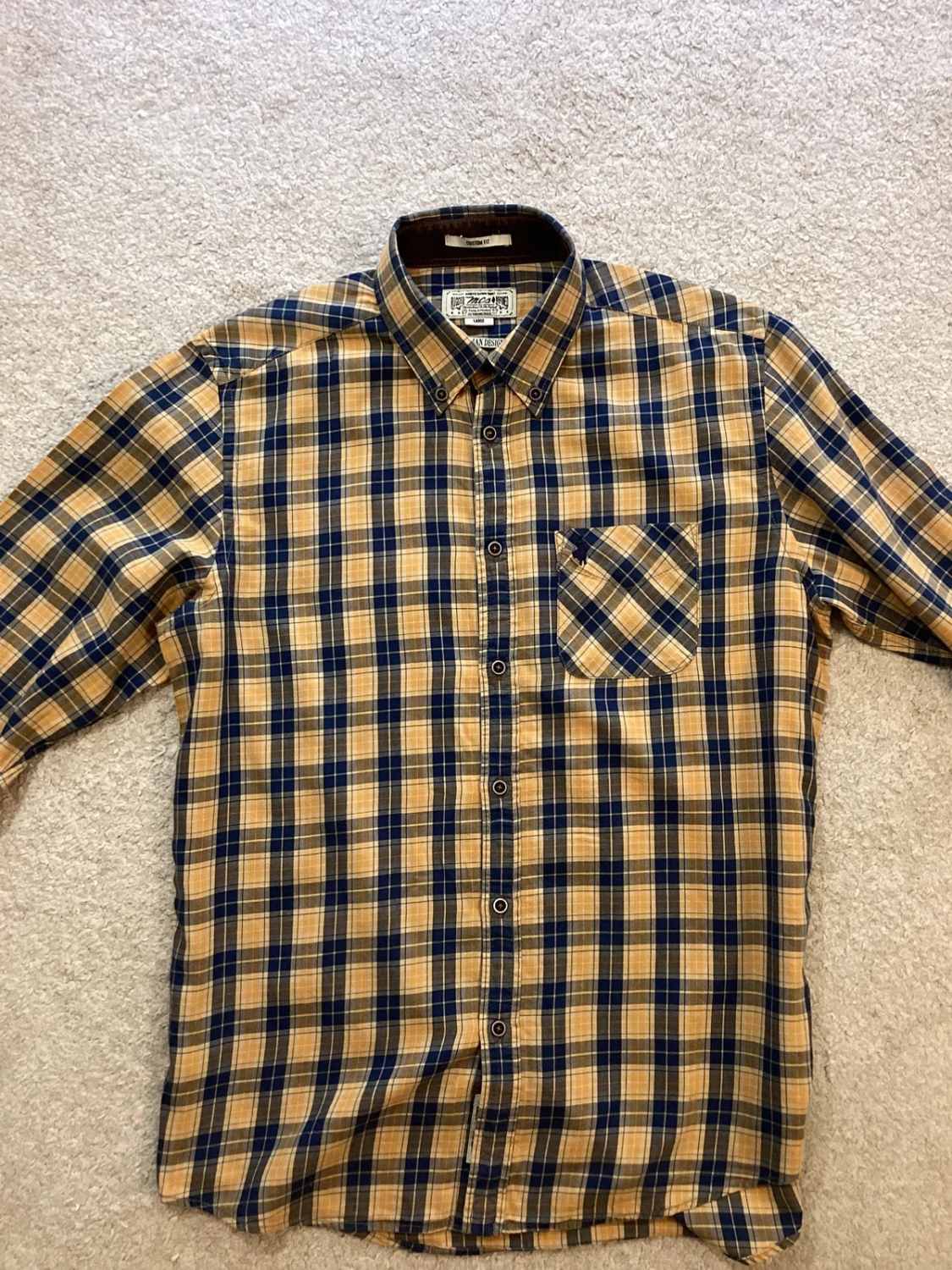 Camisa MCS aos Quadrados - Azul Mostarda