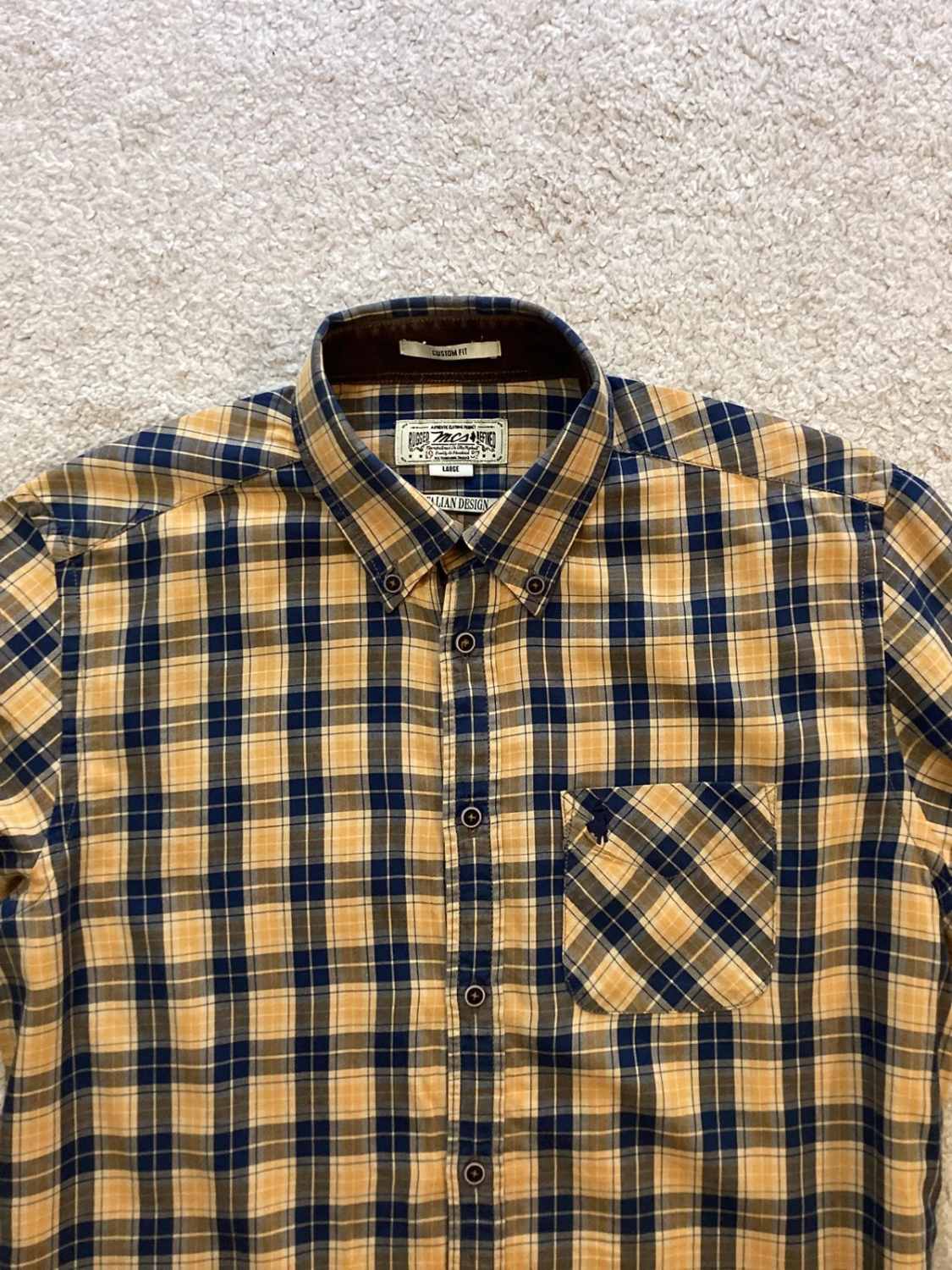 Camisa MCS aos Quadrados - Azul Mostarda