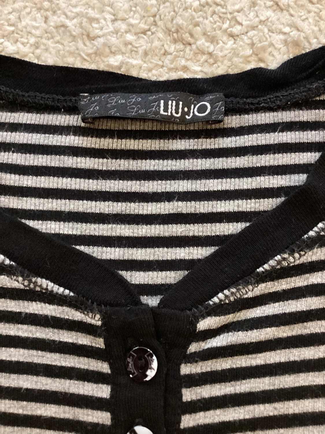 🖤⚪ Pull Liu Jo Col V à Rayures - Noir & Gris - Taille IT40