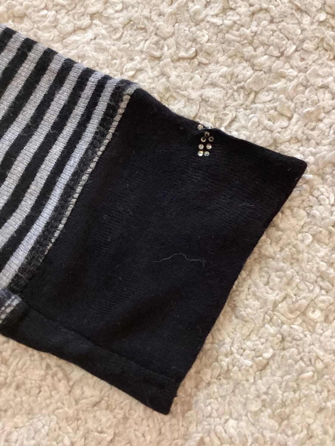 🖤⚪ Pull Liu Jo Col V à Rayures - Noir & Gris - Taille IT40