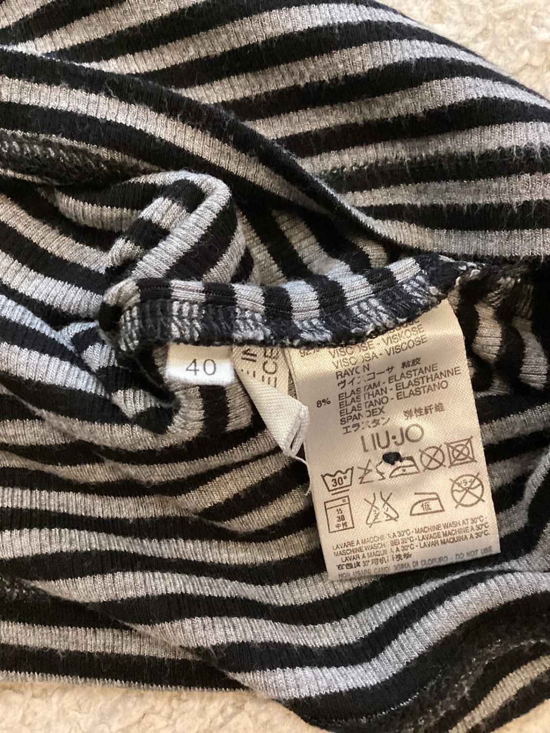 🖤⚪ Pull Liu Jo Col V à Rayures - Noir & Gris - Taille IT40