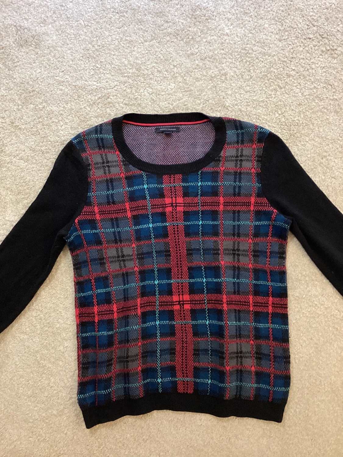 Sweat à Carreaux Tommy Hilfiger - Noir/Kaki/Bleu/Rouge - Taille M