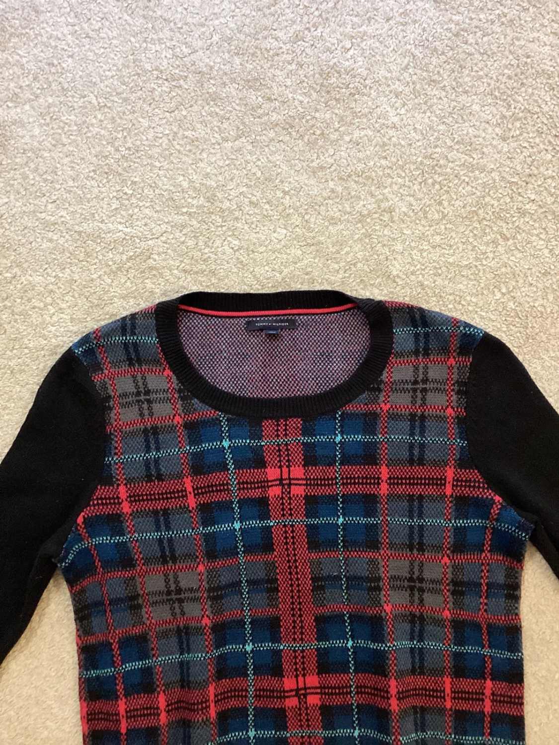 Sweat à Carreaux Tommy Hilfiger - Noir/Kaki/Bleu/Rouge - Taille M