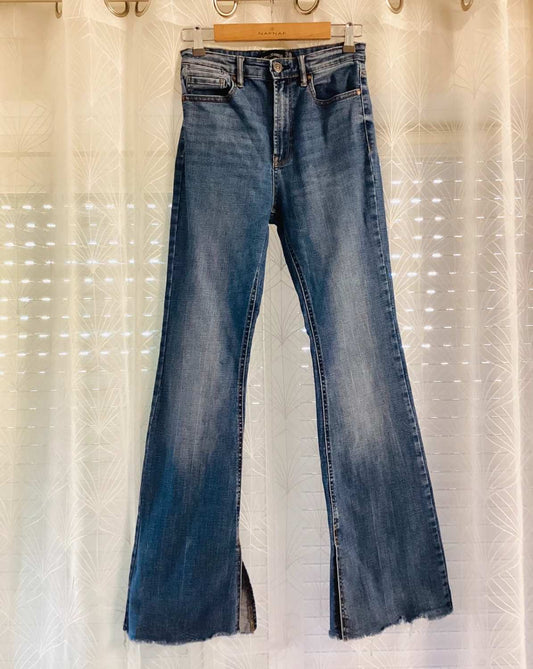 Jeans Évasé Stradivarius Bleu Délavé - Taille W28