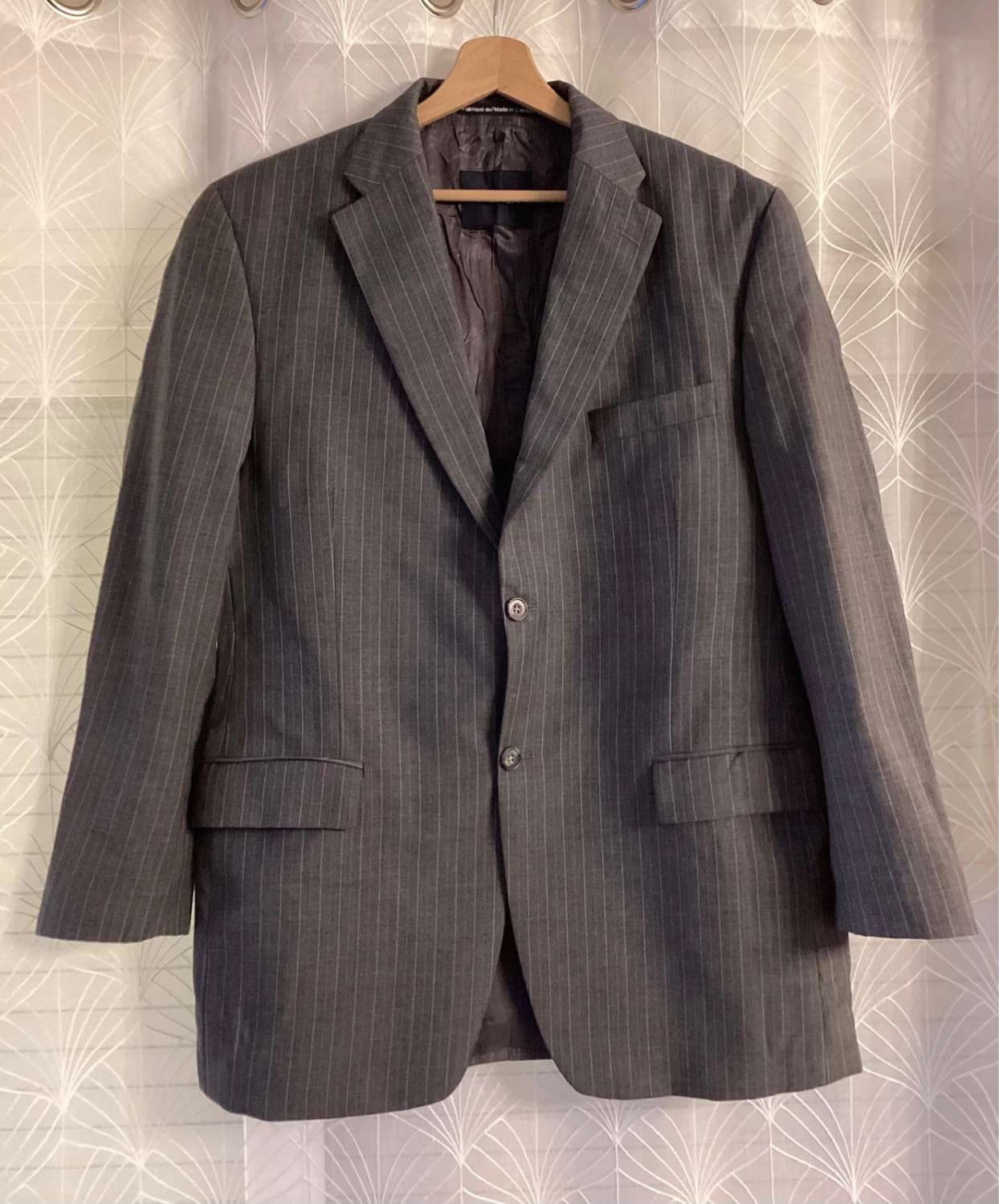 🌊 Blazer Nautica à Rayures - Gris & Blanc - Taille 42R (S)