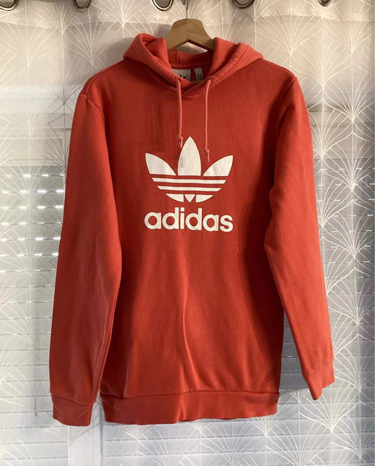 🍑 Felpa con Cappuccio Adidas - Corallo con Tasche - Taglia XS