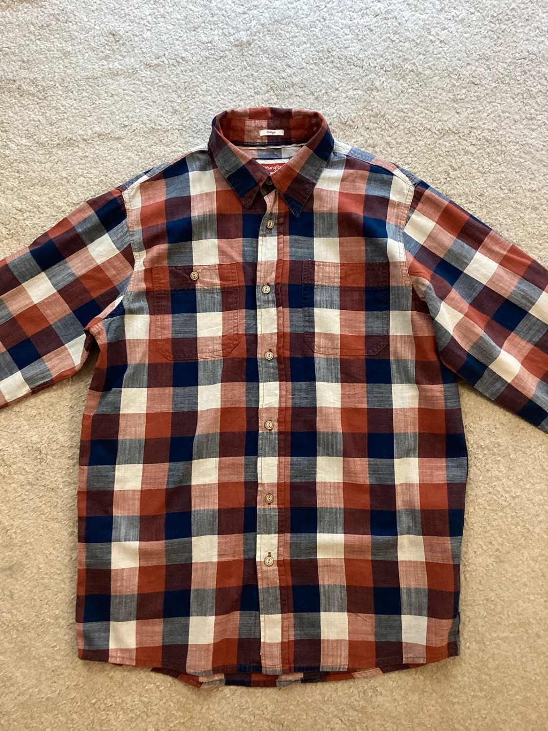 🌈 Chemise Wrangler Indigo - Carreaux Multicolores - Taille M