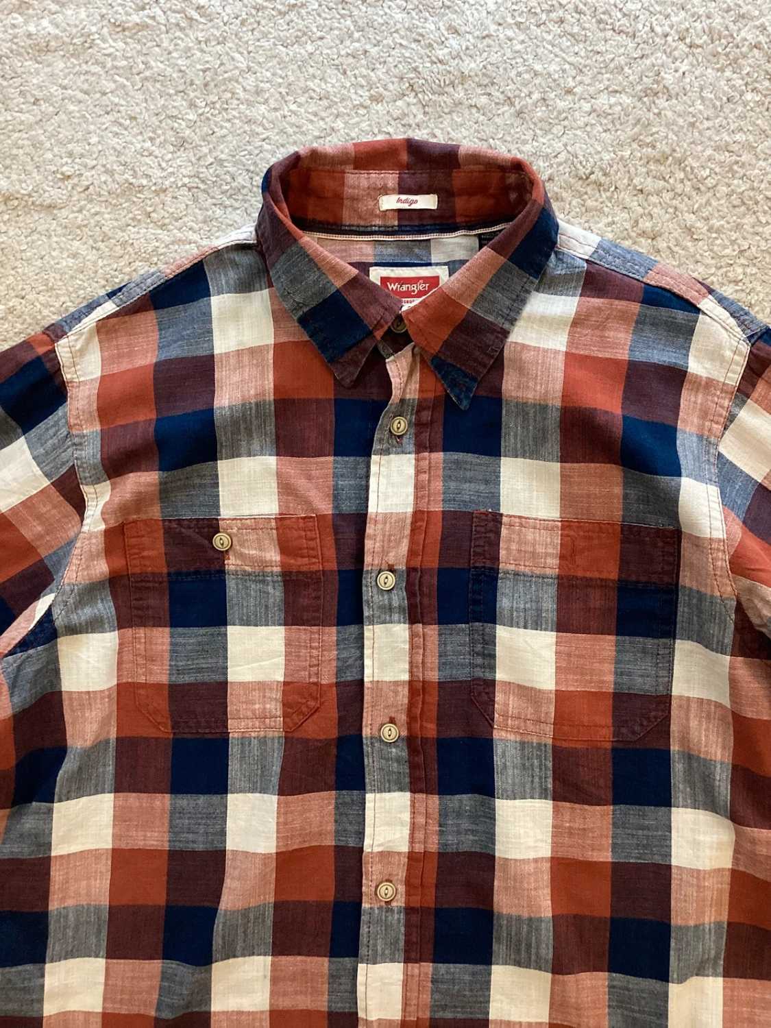 🌈 Chemise Wrangler Indigo - Carreaux Multicolores - Taille M
