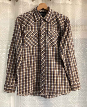 Chemise Wrangler Western Femme - Carreaux Marron/Marin/Blanc - Taille XL