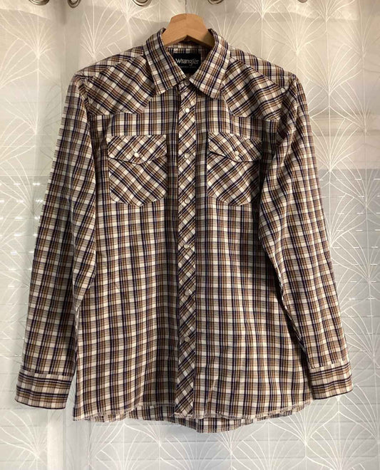 Chemise Wrangler Western Femme - Carreaux Marron/Marin/Blanc - Taille XL
