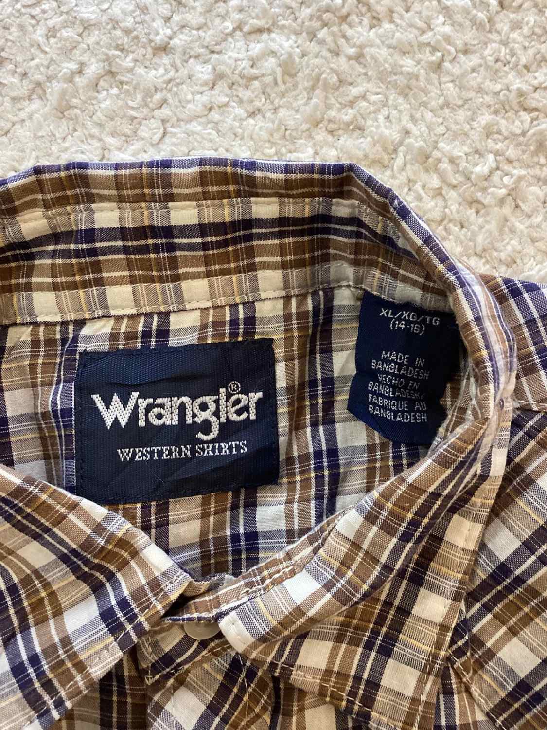 Chemise Wrangler Western Femme - Carreaux Marron/Marin/Blanc - Taille XL