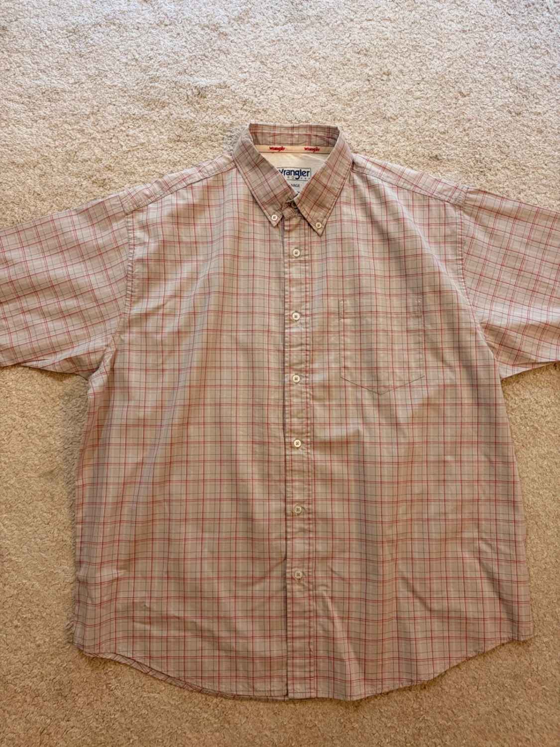 🤎🔴 Chemise Wrangler Hero - Carreaux Beige/Rouge/Blanc - Taille XL