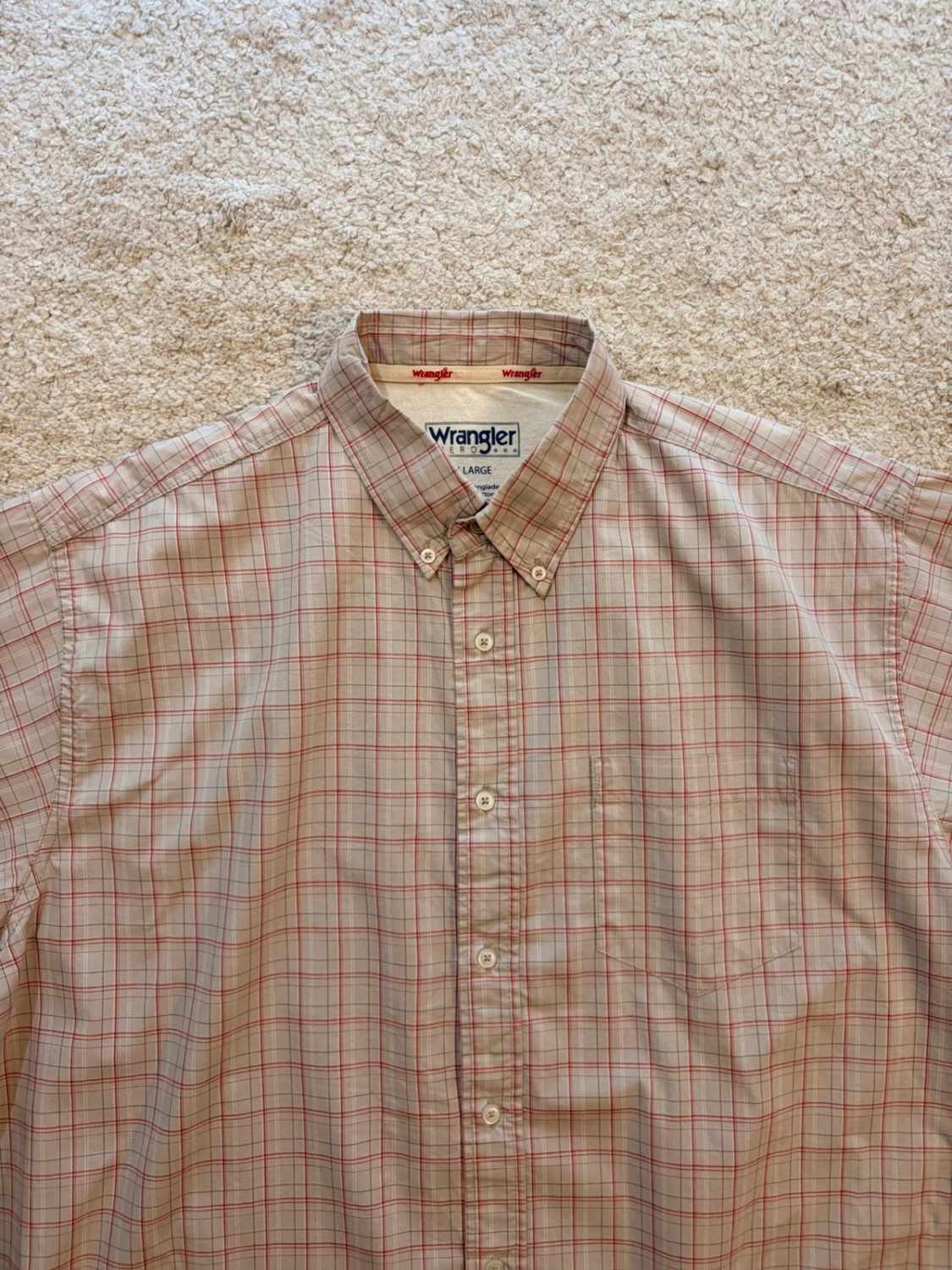 🤎🔴 Chemise Wrangler Hero - Carreaux Beige/Rouge/Blanc - Taille XL