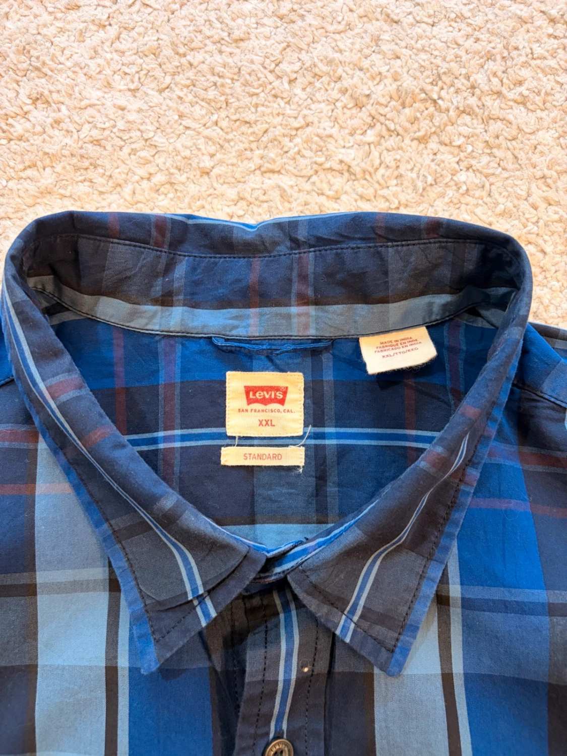 Chemise Levi's Standard Fit - Carreaux Marine/Bleu/Noir - Taille XXL
