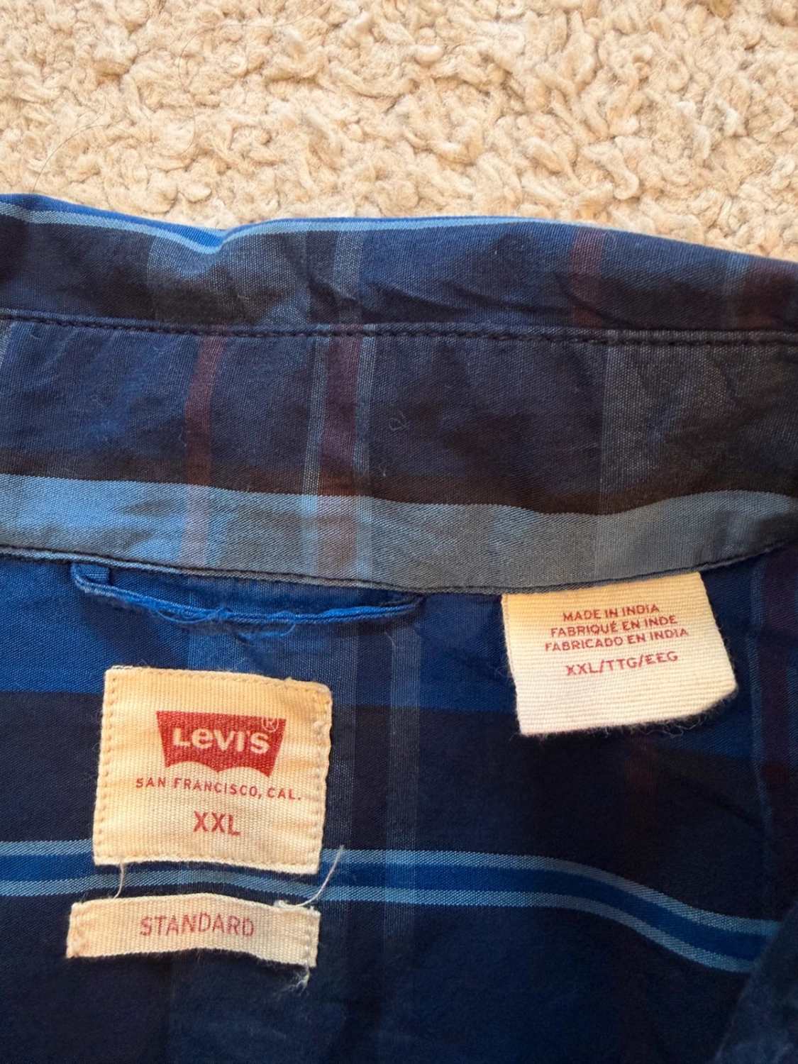 Chemise Levi's Standard Fit - Carreaux Marine/Bleu/Noir - Taille XXL