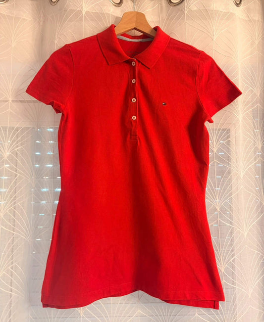 🔴 Polo Tommy Hilfiger Femme Classic Fit - Rouge - Taille XXS