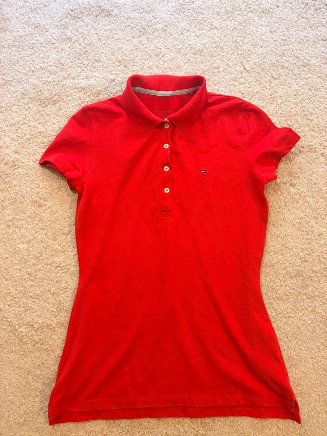 🔴 Polo Tommy Hilfiger Femme Classic Fit - Rouge - Taille XXS