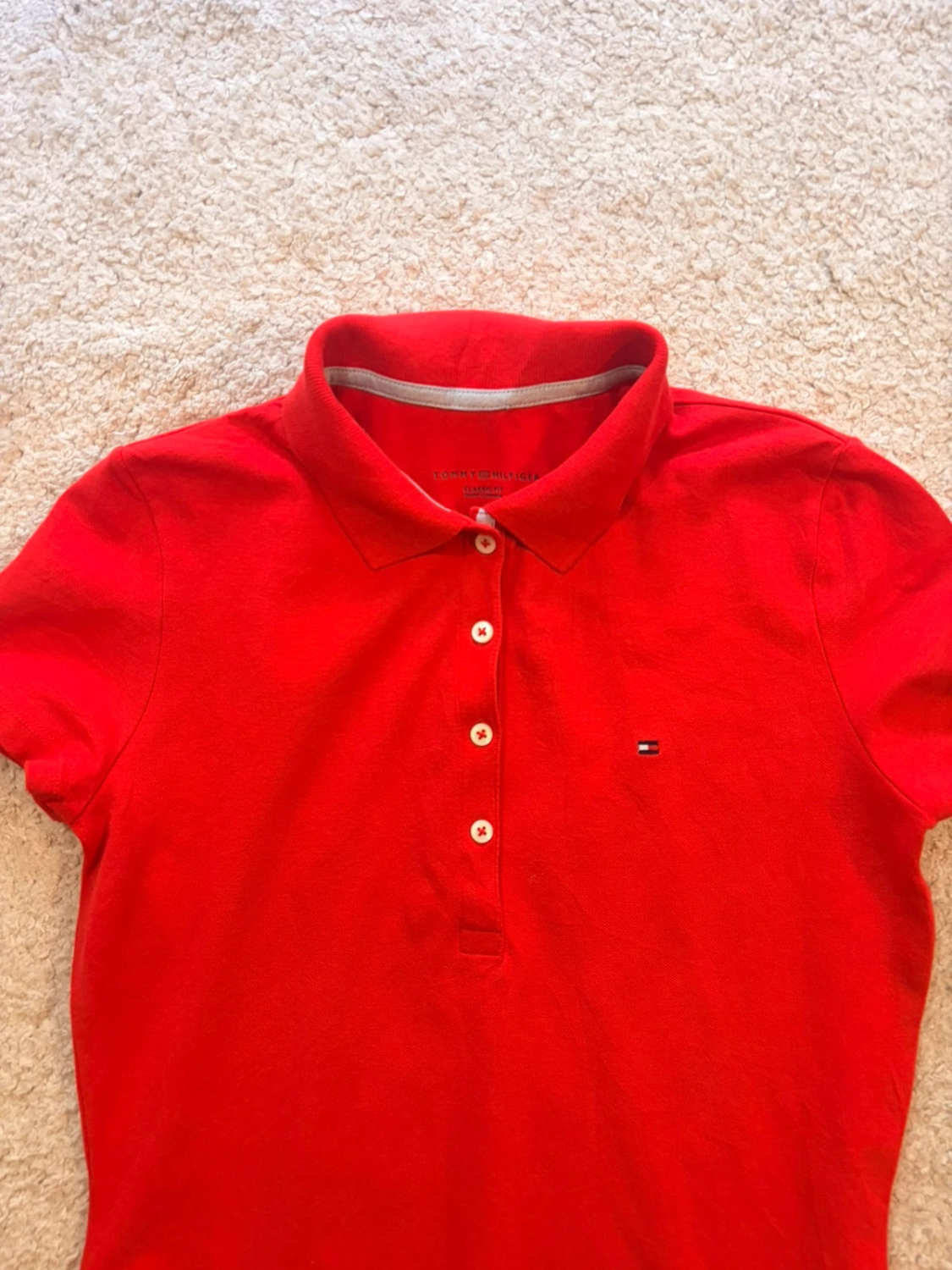 🔴 Polo Tommy Hilfiger Femme Classic Fit - Rouge - Taille XXS