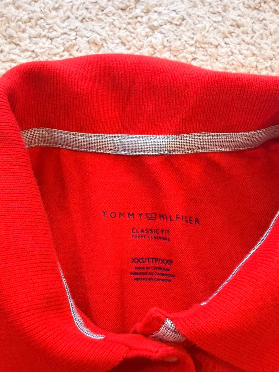 🔴 Polo Tommy Hilfiger Femme Classic Fit - Rouge - Taille XXS
