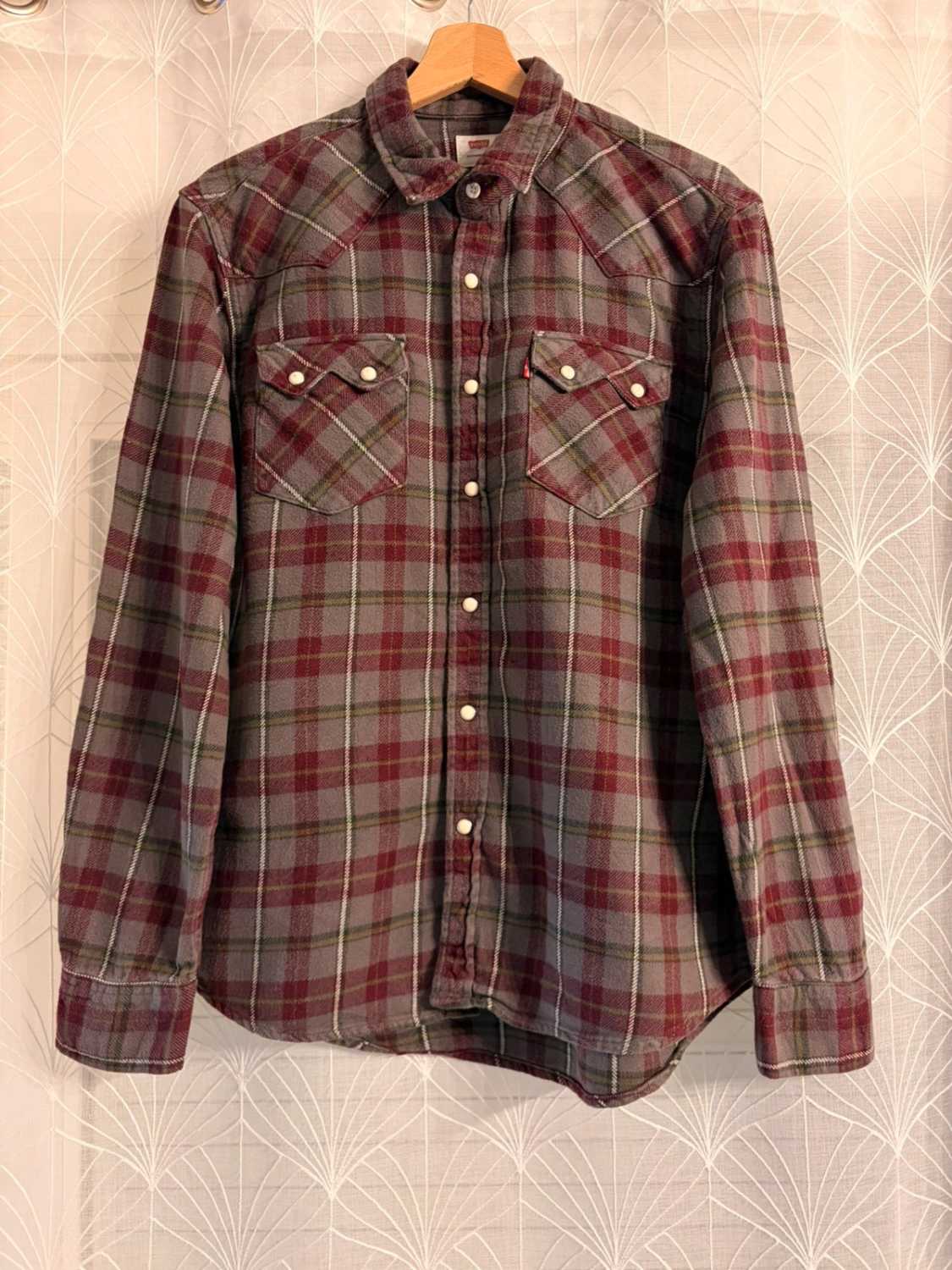 Chemise Levi's Homme Flannel - Carreaux Gris/Bordeaux/Kaki/Vert Foncé - Taille M