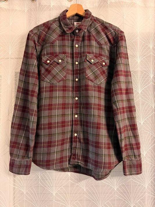 Chemise Levi's Homme Flannel - Carreaux Gris/Bordeaux/Kaki/Vert Foncé - Taille M