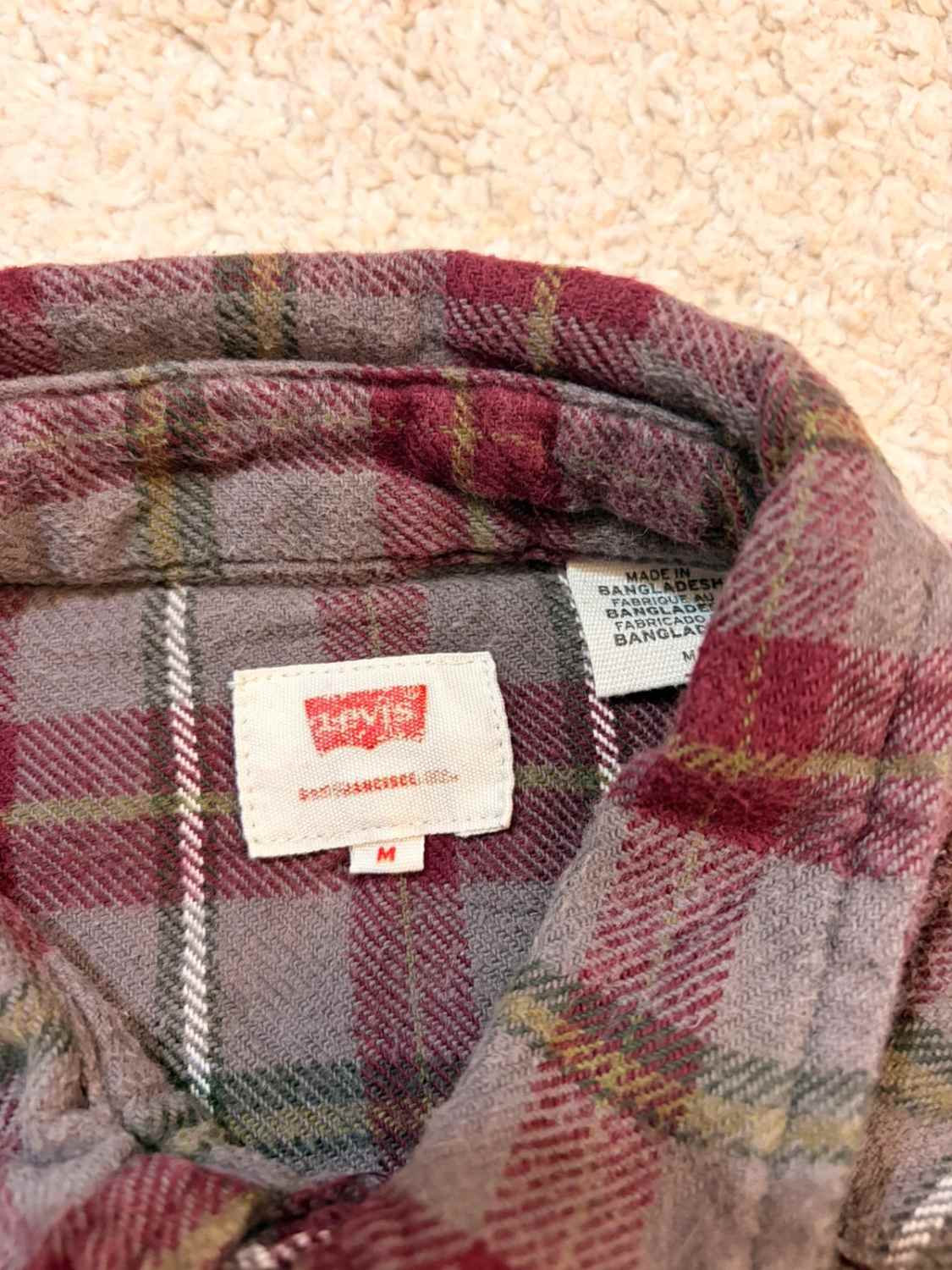 Chemise Levi's Homme Flannel - Carreaux Gris/Bordeaux/Kaki/Vert Foncé - Taille M