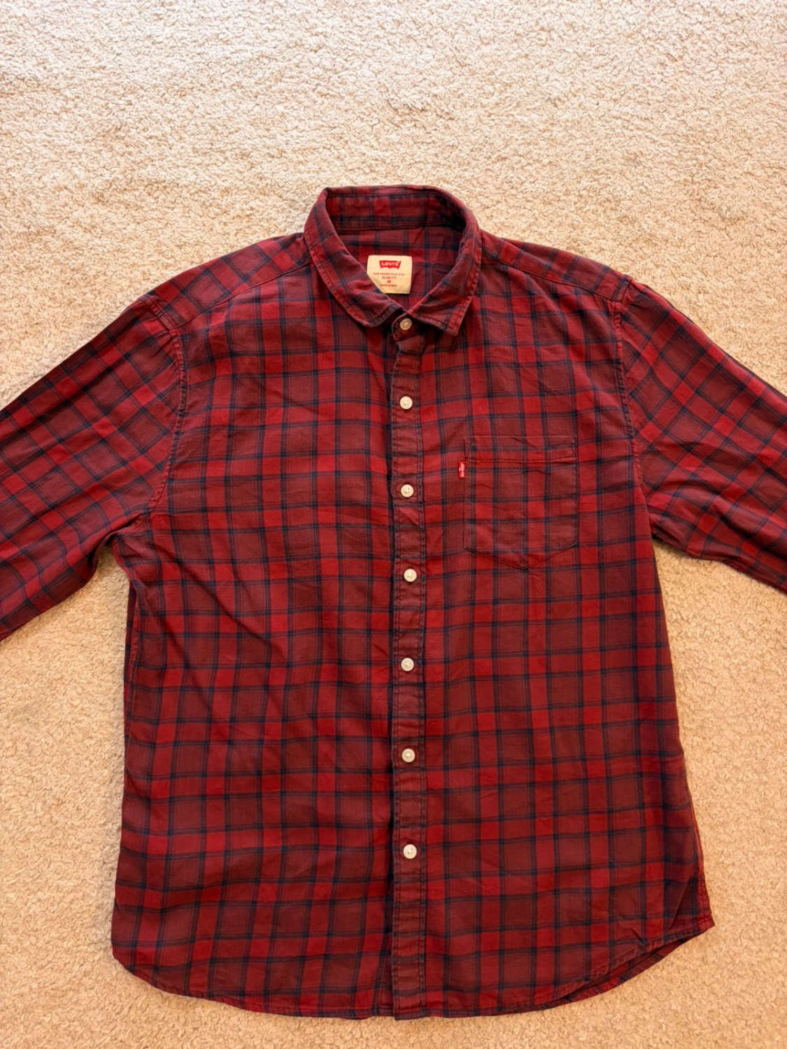 🍷 Chemise Levi's Homme Slim - Carreaux Bordeaux/Rouge/Marine - Taille M