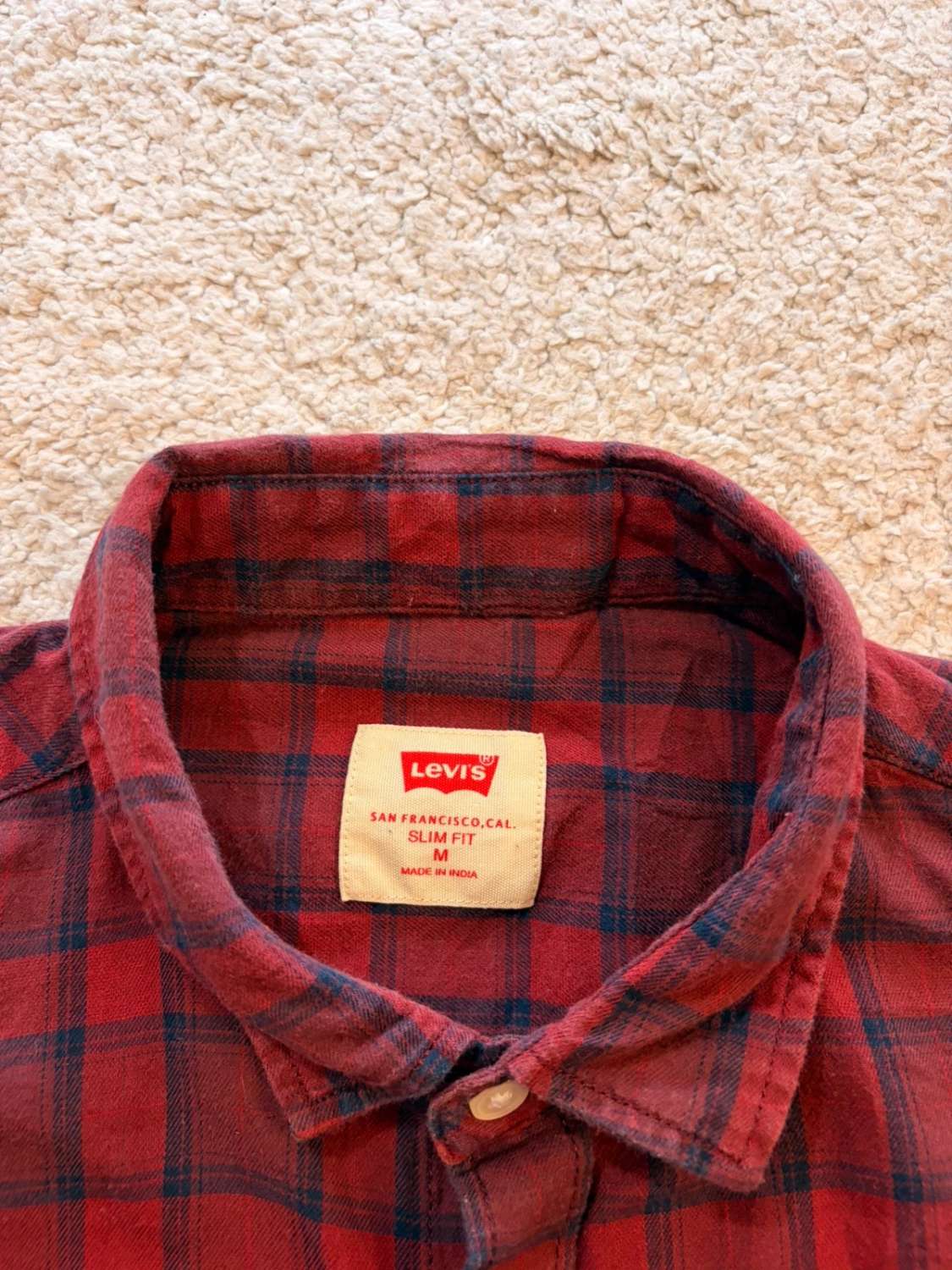 🍷 Chemise Levi's Homme Slim - Carreaux Bordeaux/Rouge/Marine - Taille M
