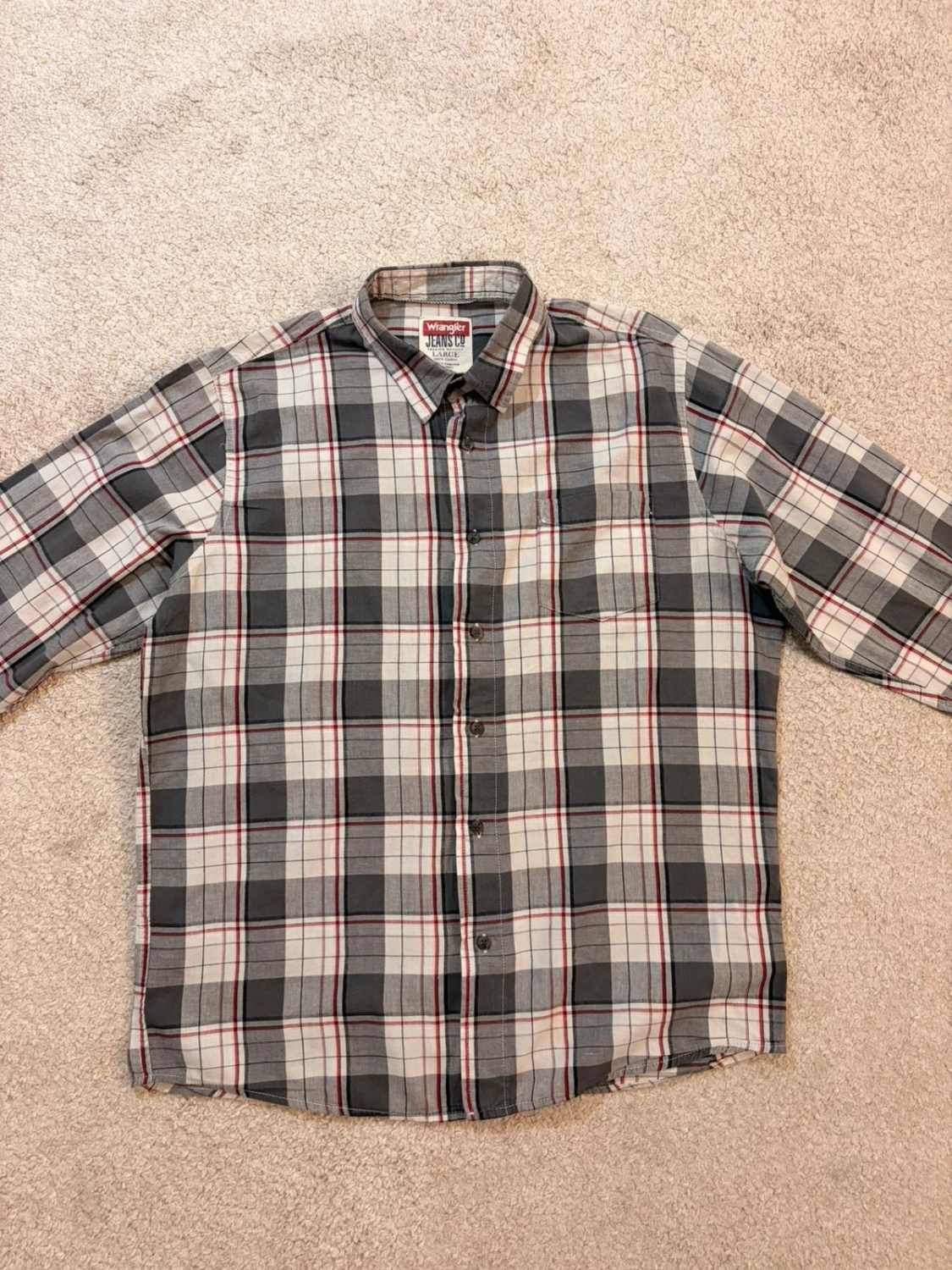 Chemise Wrangler - Carreaux Gris/Blanc/Rouge/Noir