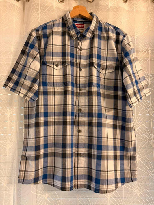🔵🐘 Chemise Wrangler Premium Quality - Carreaux Bleu/Gris/Blanc/Noir - Taille L/G