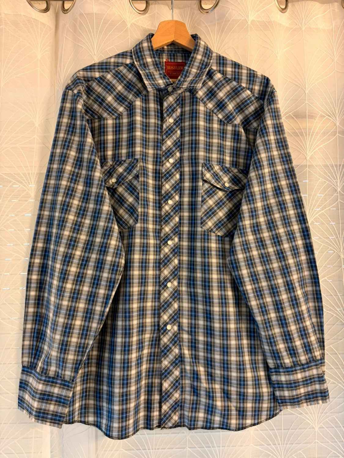 Chemise Rustler X-Long Tails - Carreaux Bleu/Noir/Blanc/Gris - Taille L/G