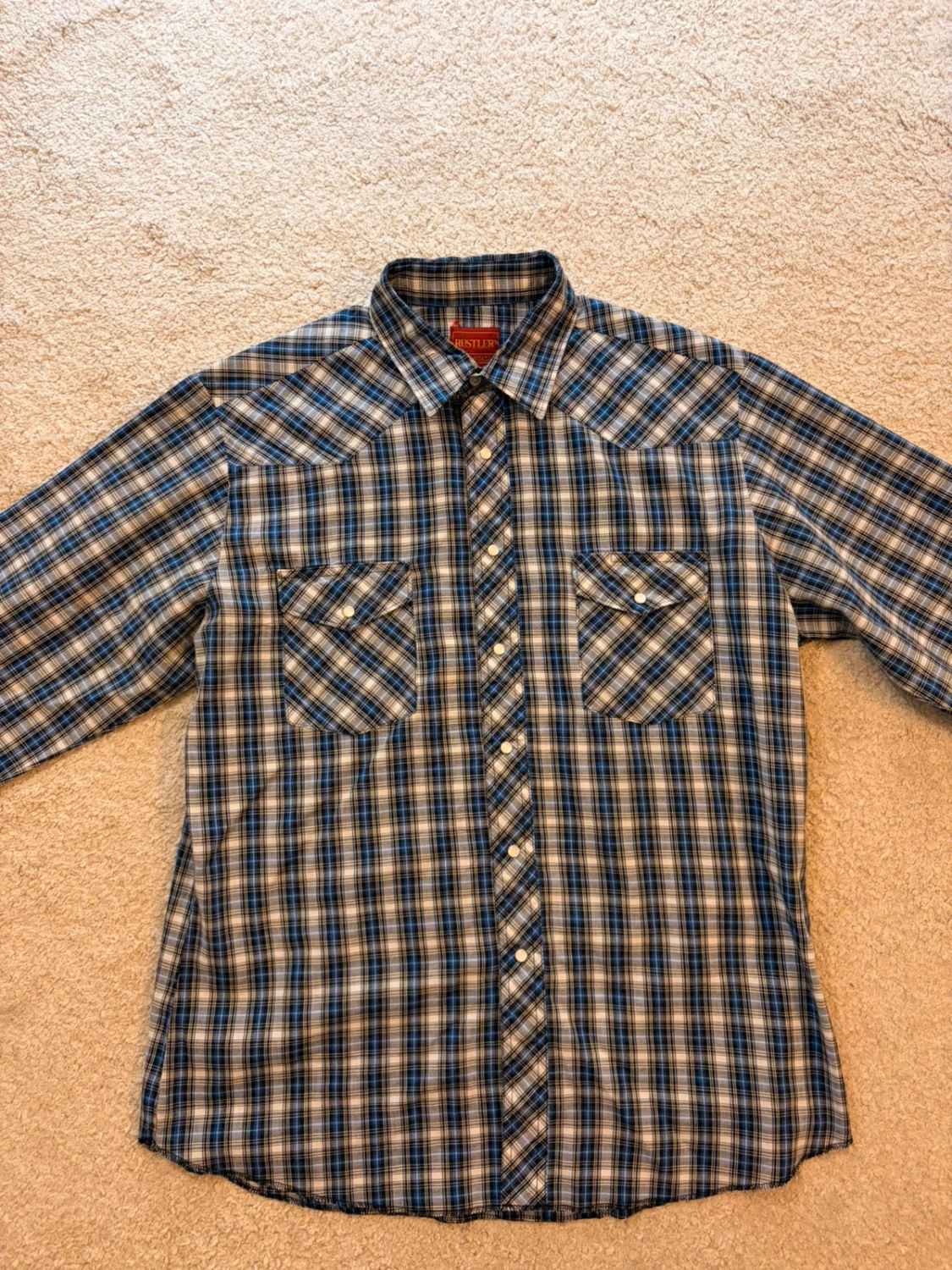 Chemise Rustler X-Long Tails - Carreaux Bleu/Noir/Blanc/Gris - Taille L/G