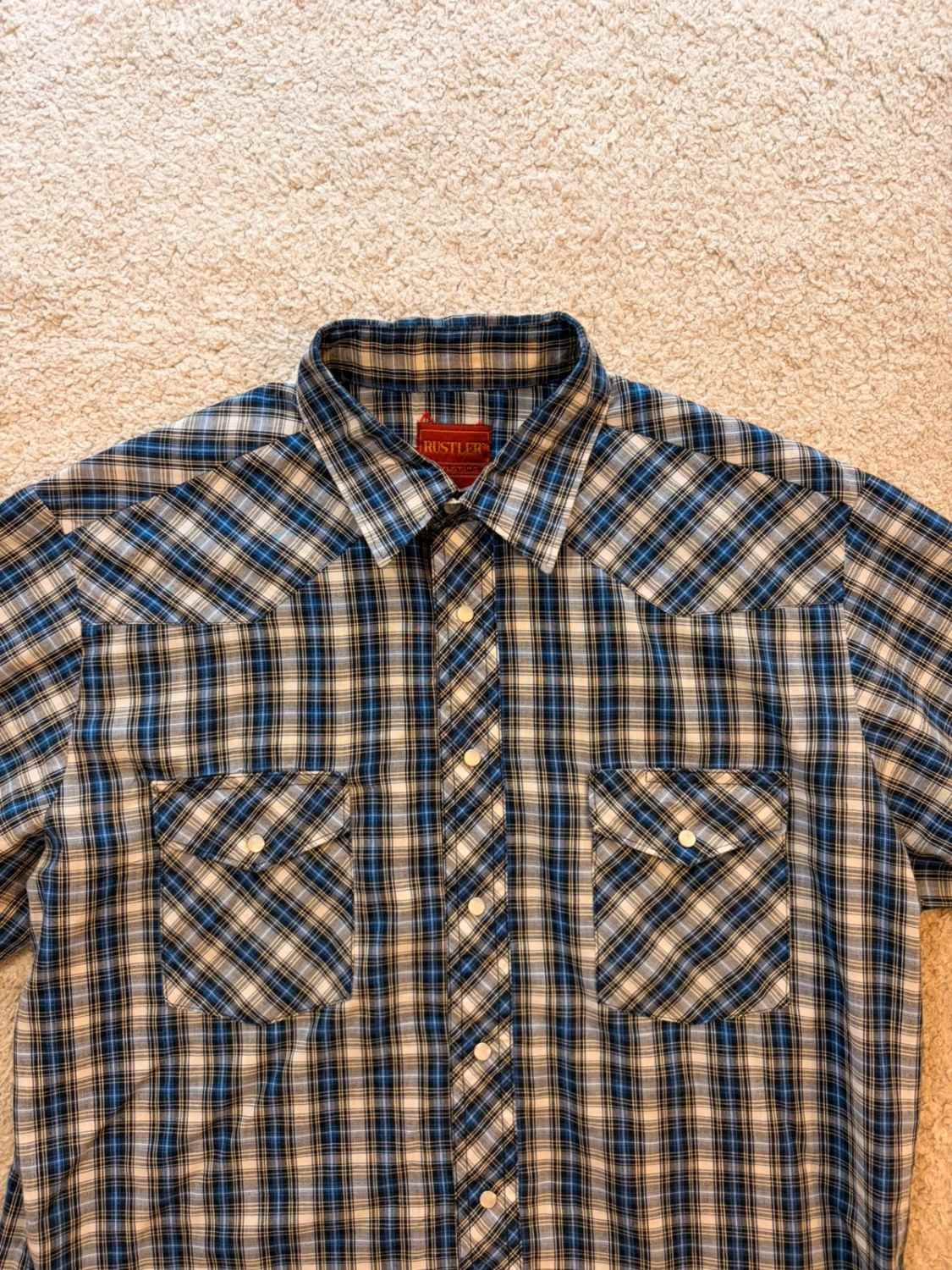 Chemise Rustler X-Long Tails - Carreaux Bleu/Noir/Blanc/Gris - Taille L/G