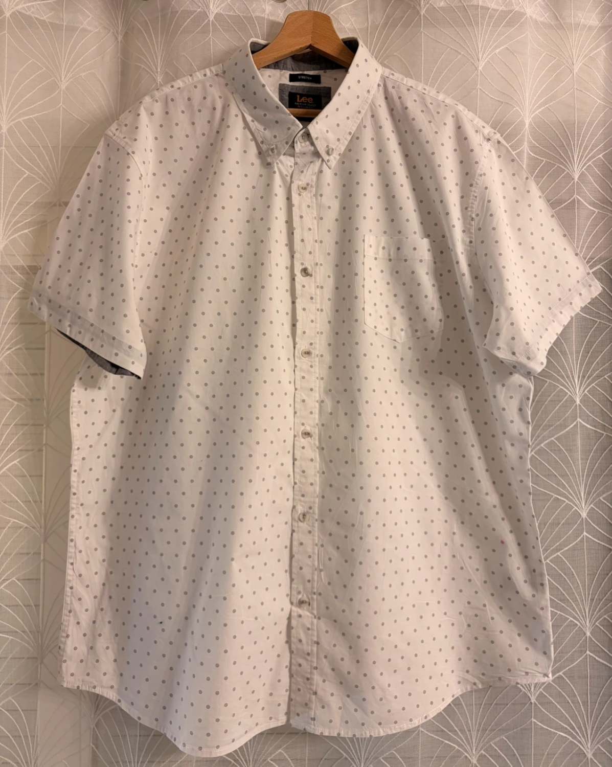 Lee Premium Select Shirt - White with Gray Pattern - Size XXL