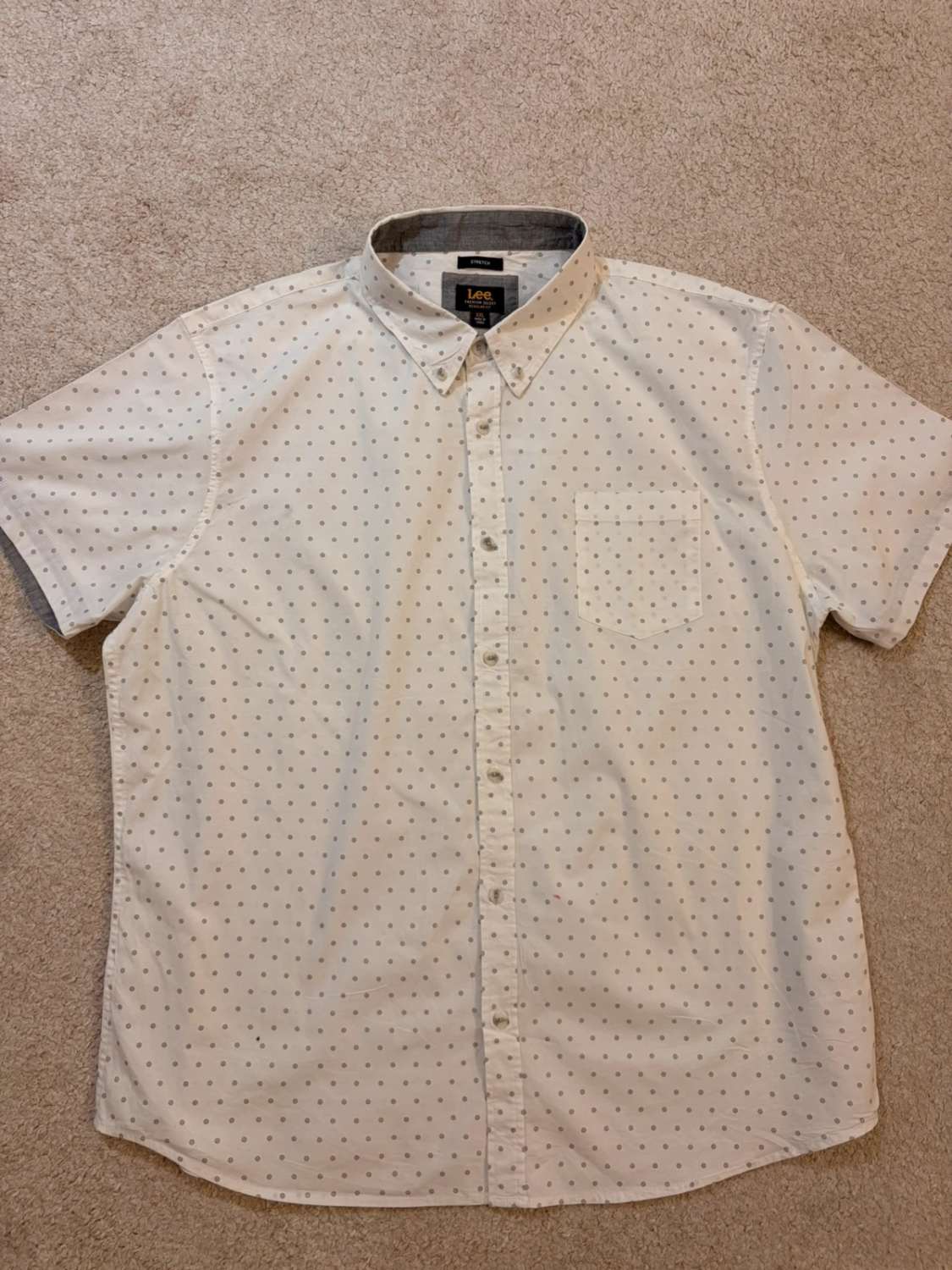 Lee Premium Select Shirt - White with Gray Pattern - Size XXL