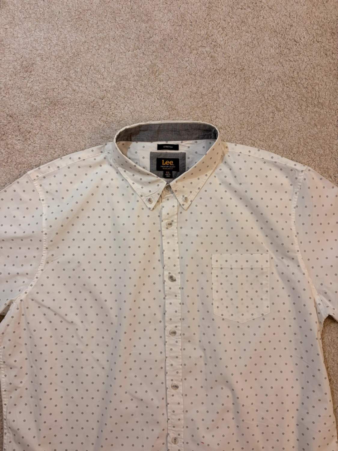 Lee Premium Select Shirt - White with Gray Pattern - Size XXL