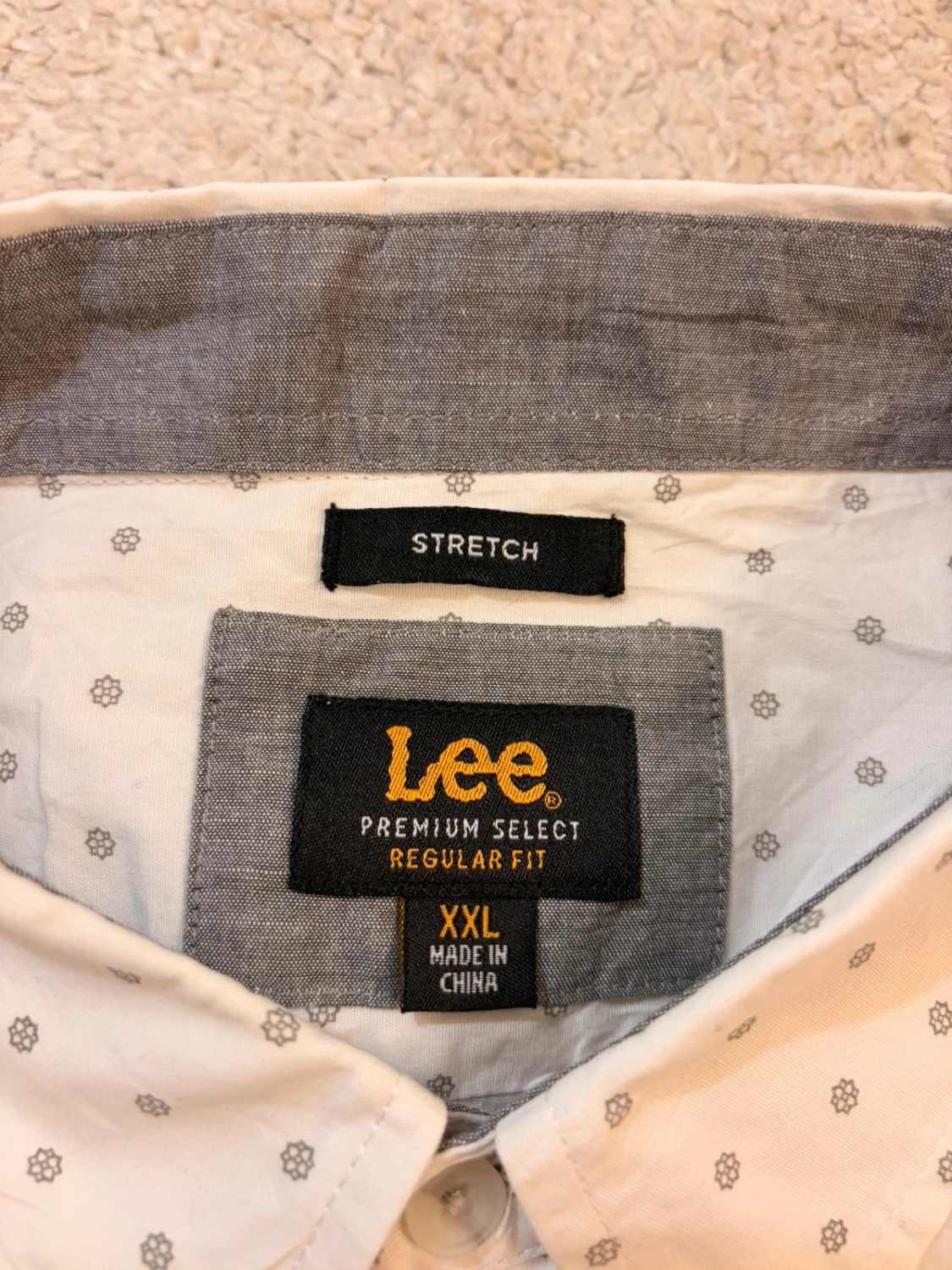 Lee Premium Select Shirt - White with Gray Pattern - Size XXL