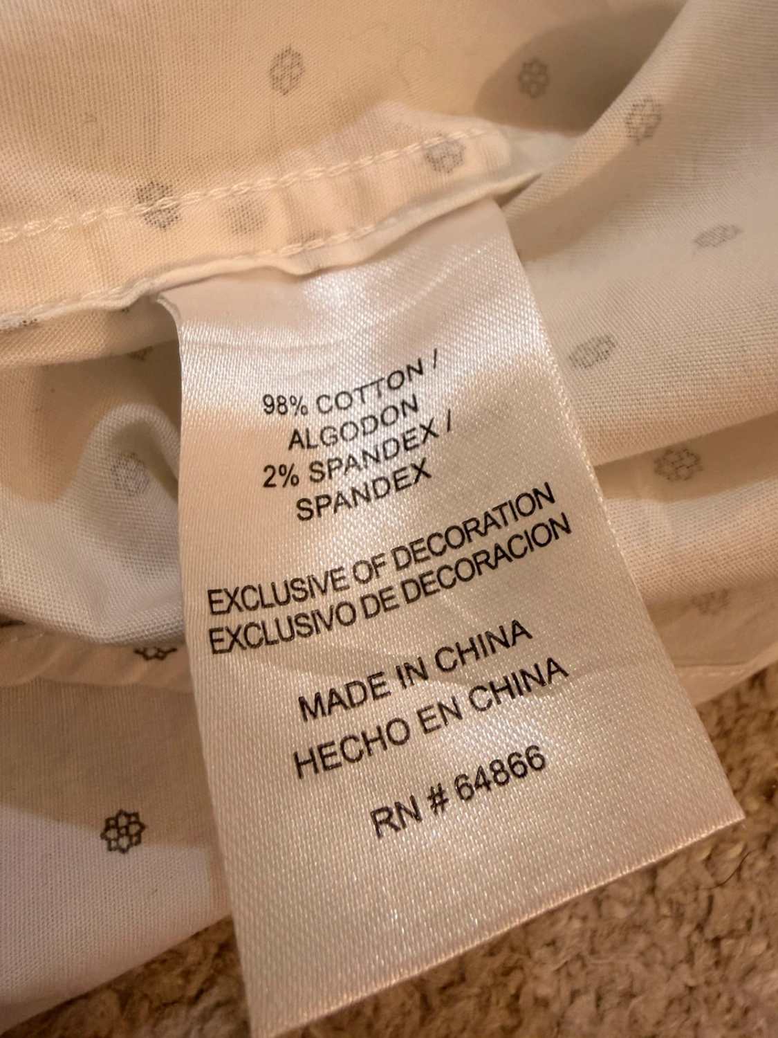 Lee Premium Select Shirt - White with Gray Pattern - Size XXL