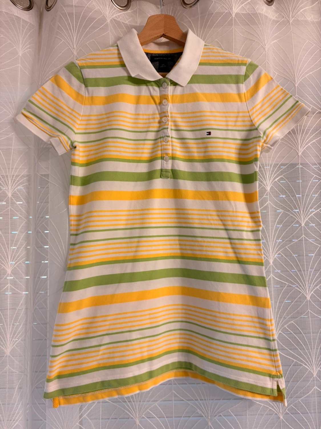💚💛 Polo Tommy Hilfiger Rayé - Blanc/Vert/Jaune - Taille S/P