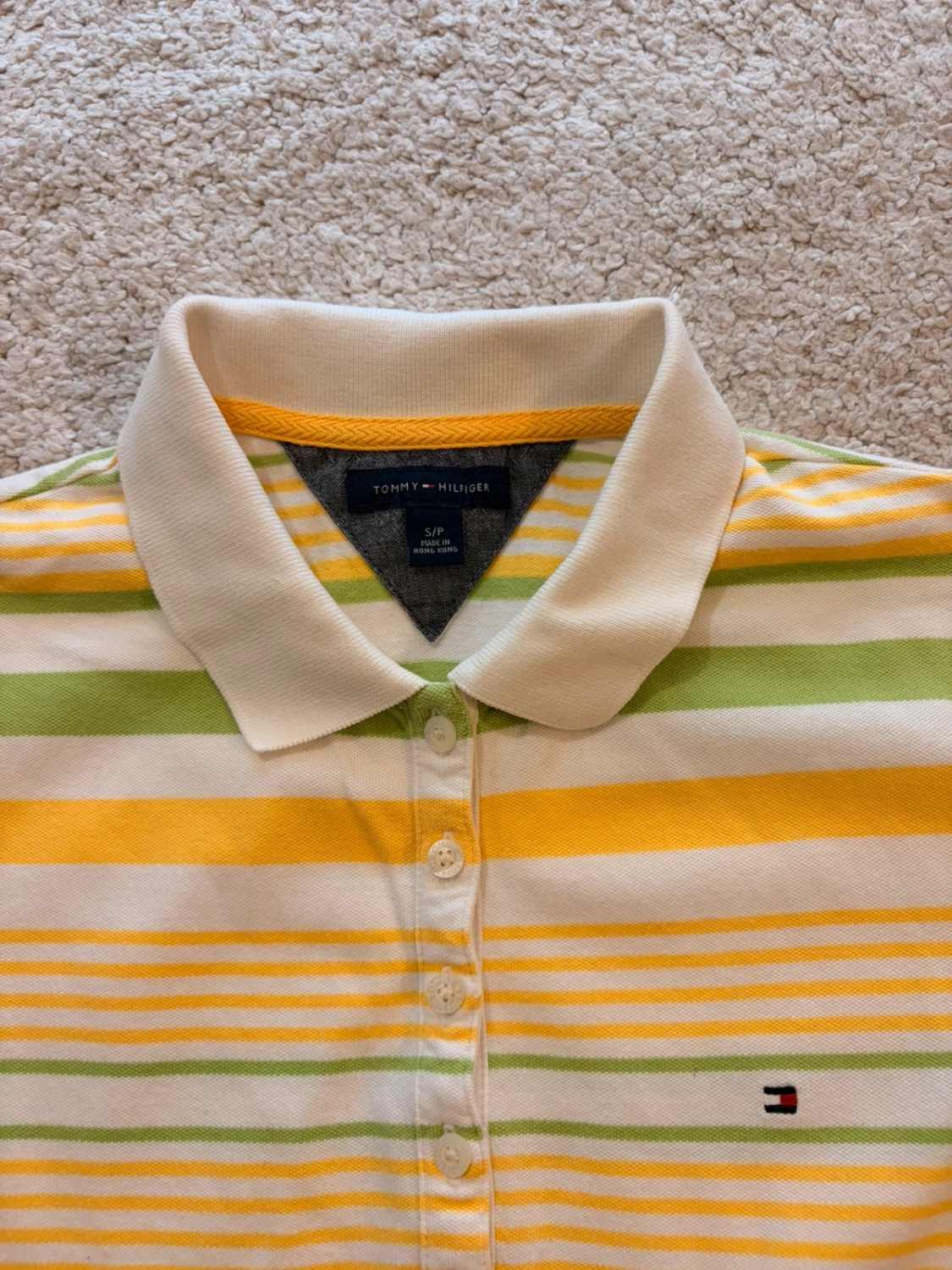 💚💛 Polo Tommy Hilfiger Rayé - Blanc/Vert/Jaune - Taille S/P