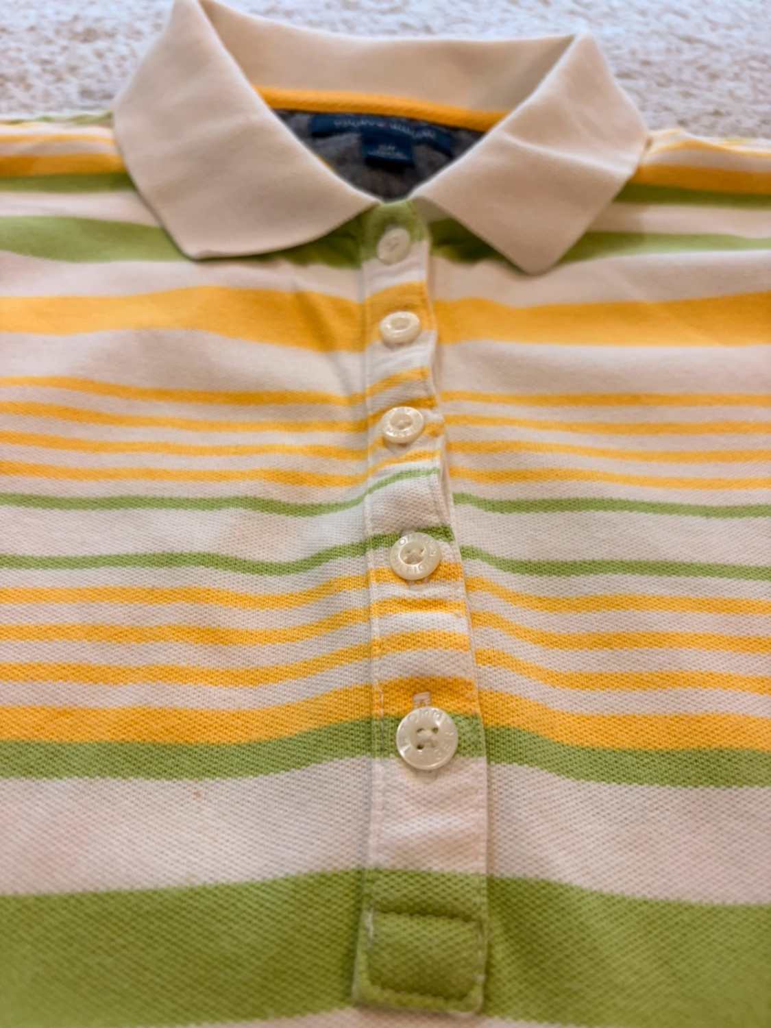 💚💛 Polo Tommy Hilfiger Rayé - Blanc/Vert/Jaune - Taille S/P