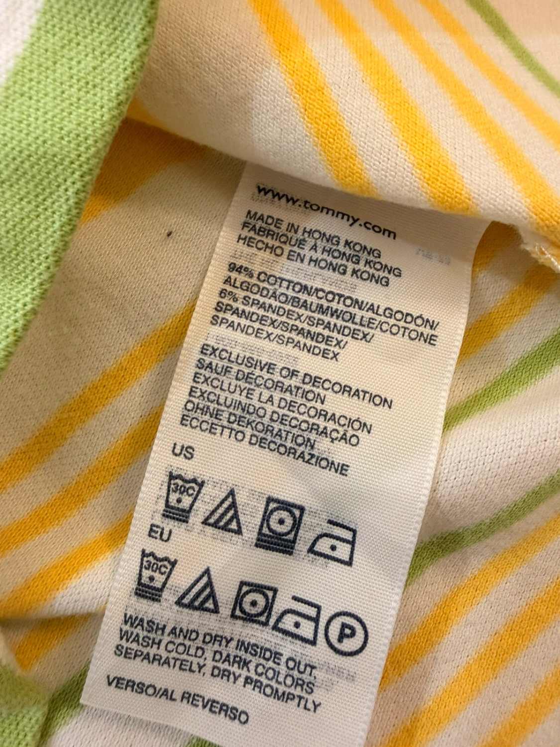 💚💛 Polo Tommy Hilfiger Rayé - Blanc/Vert/Jaune - Taille S/P