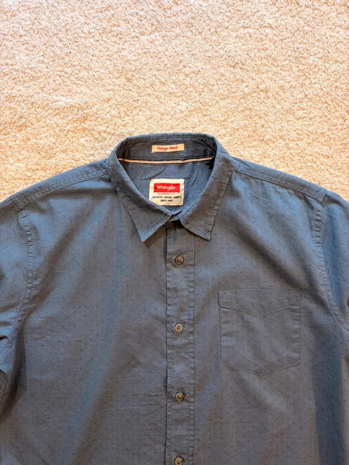 Camicia Wrangler Vintage Wash - Motivo Navy - Taglia M